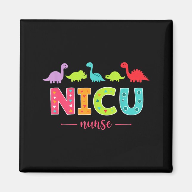Nicu Nurse With Cute Dinosaurs Pediatric For Women Magnet (Front)