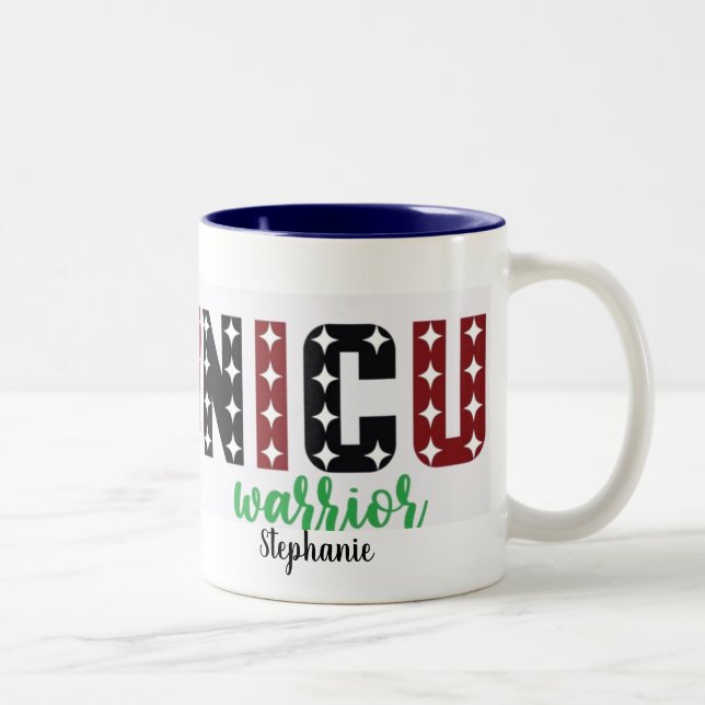 NICU warrior personalized  Valentine's day nurse Two-Tone Coffee Mug (Right)