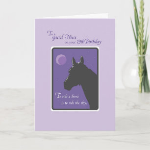 Niece 19th Birthday with Horse at Night on Purpl Card