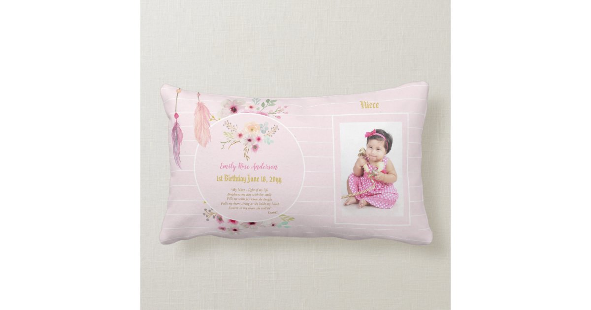 Niece 1st Birthday Photo And Poem Gift Lumbar Pillow Zazzle Com