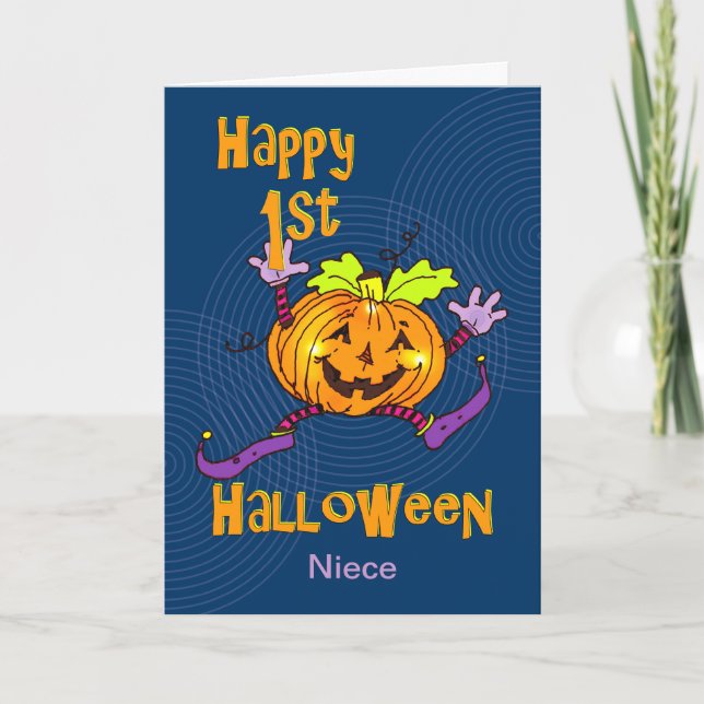 Niece 1st Halloween Happy Pumpkin Card (Front)