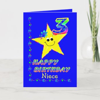 Niece 3rd Birthday Stars Card by anuradesignstudio at Zazzle