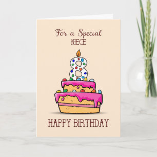 Niece 8th Birthday, 8 on Sweet Pink Cake Card
