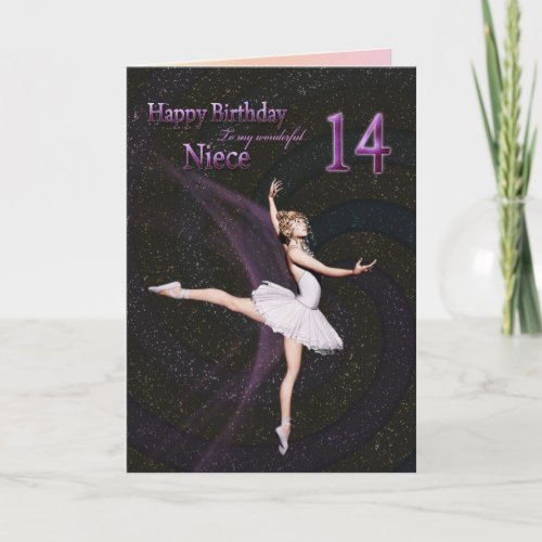 Niece age 14 a ballerina birthday card
