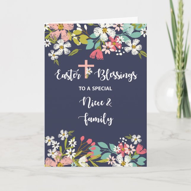 Niece and Family Easter Blessings of Risen Christ Card (Front)