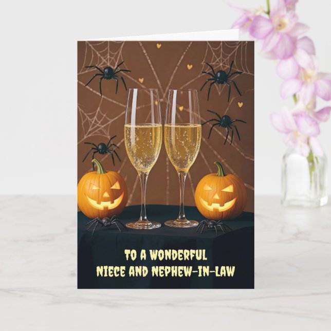 Niece and Nephew in Law Happy Halloween Cute Card (Orchid)