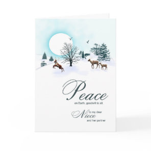 Niece and partner, Christmas with reindeer Holiday Card