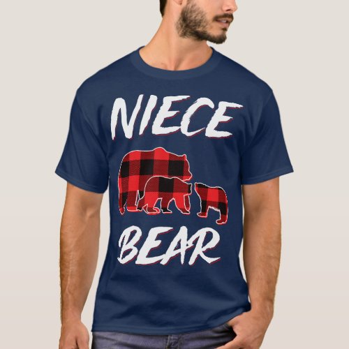 Niece Bear Red Plaid Christmas Pajama Matching Fam T_Shirt