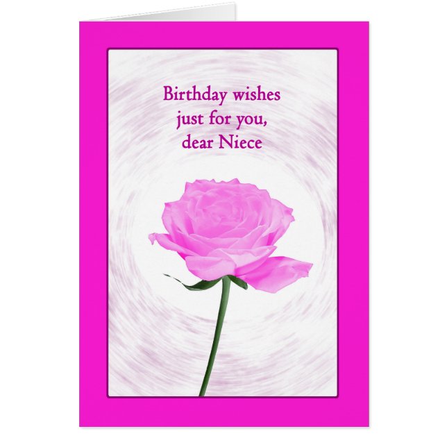 Niece Birthday Beautiful Pink Rose Cards (Front)