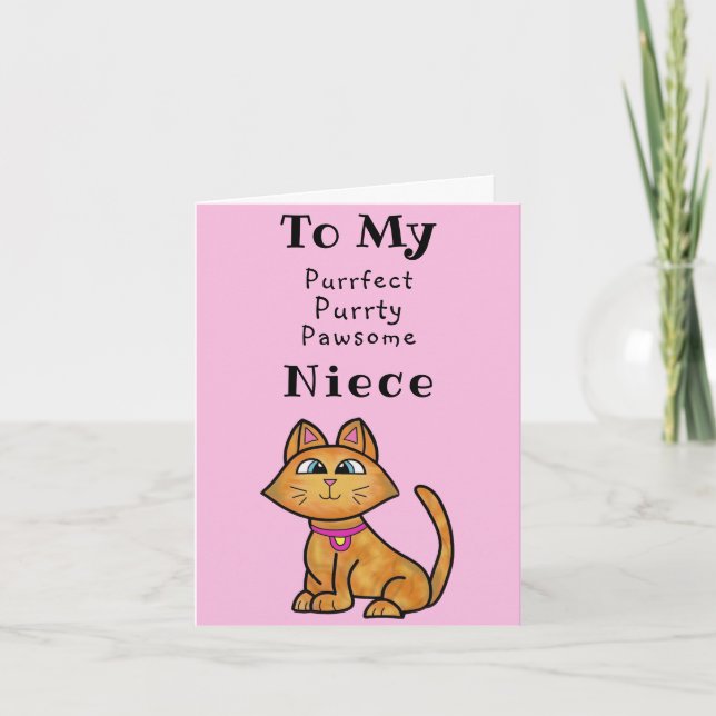 Niece Birthday Card - Cute Cat (Front)