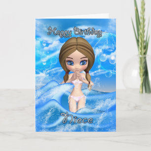 niece birthday card - girl swimming