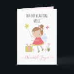 Niece birthday fairy girls pink whimsical  card<br><div class="desc">An adorable birthday card with the cutest little fairies that you can personalise with your Nieces name. The birthday fairy collection is perfect for little girls who adore magical creatures. You can choose between two types of cards. You can choose either silky gloss paper or matte paper. Matte, is a...</div>
