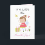 Niece birthday fairy girls pink whimsical  card<br><div class="desc">An adorable birthday card with the cutest little fairies that you can personalise with your Nieces name. The birthday fairy collection is perfect for little girls who adore magical creatures. You can choose between two types of cards. You can choose either silky gloss paper or matte paper. Matte, is a...</div>