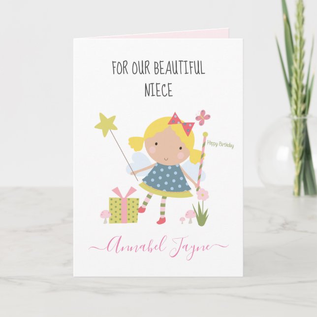 Niece birthday fairy girls whimsical card (Front)
