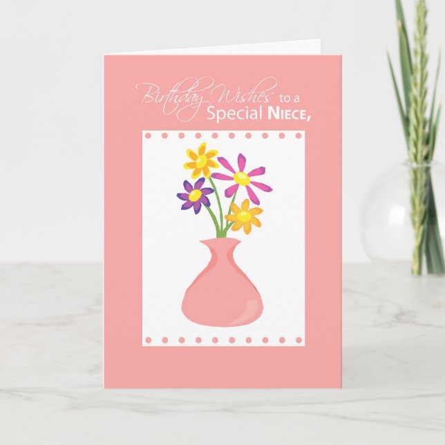 Niece Birthday Flowers, Religious Card (Front)