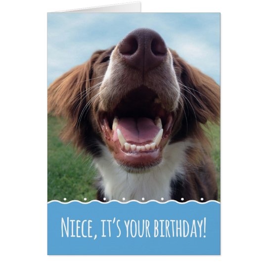 Niece Birthday, Happy Dog with Big Smile Card | Zazzle.com