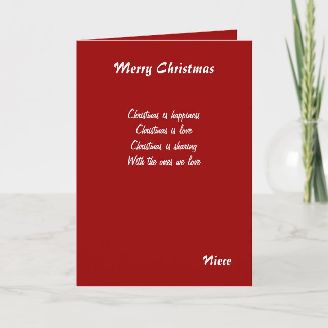 Niece Christmas greeting cards (Front)
