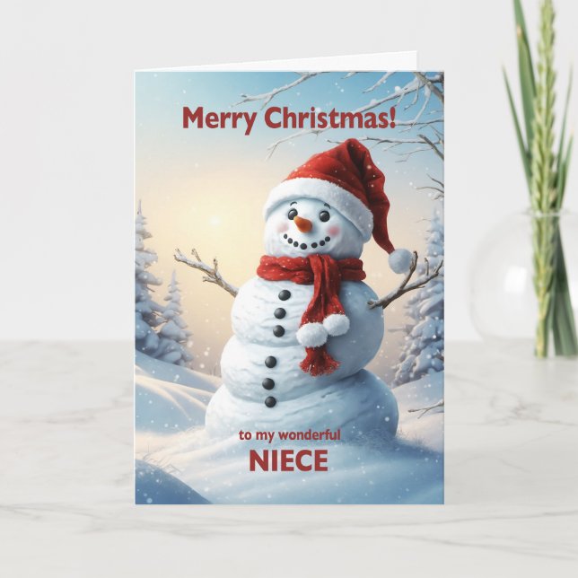 Niece Christmas Snowman  Holiday Card (Front)