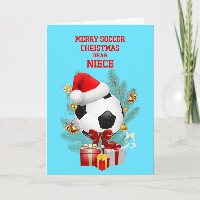 Niece Christmas Soccer Holiday Card (Front)
