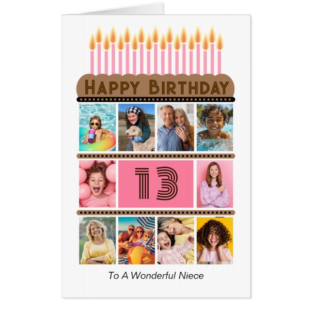 Niece Custom Big 13th Birthday Card (Front)