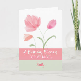 Niece Custom Name Religious Birthday Blessing Pink Card