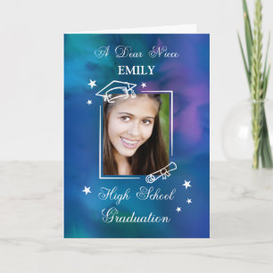 Niece Custom Photo and Name High School Graduation Card