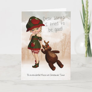 Niece, Dear Santa Retro Cute Christmas Card