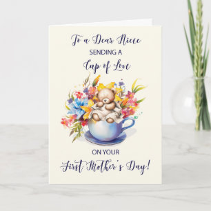 Niece First Mothers Day Cup of Love and Flowers Card