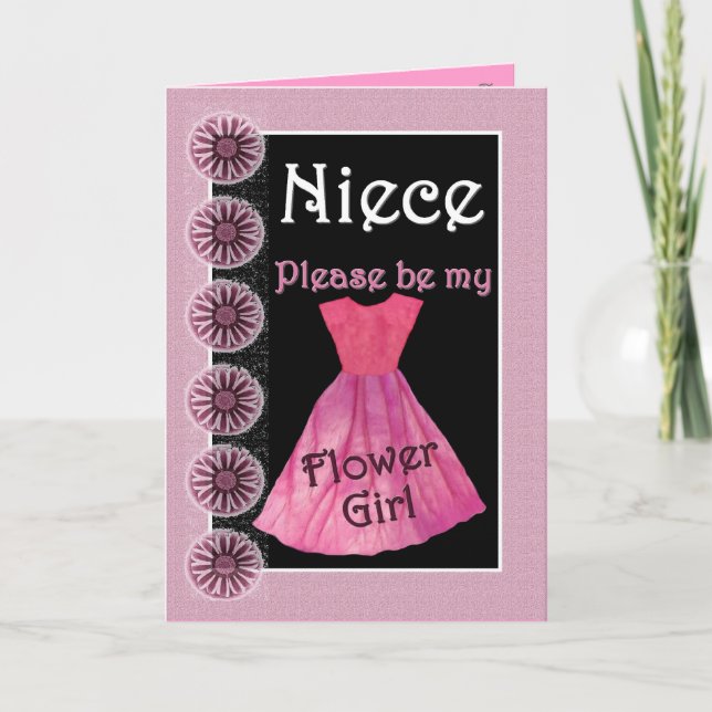 NIECE Flower Girl Invitation PINK Dress (Front)