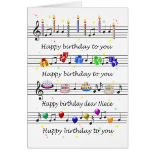 Niece Funny Happy Birthday Song Sheet Music Cards
