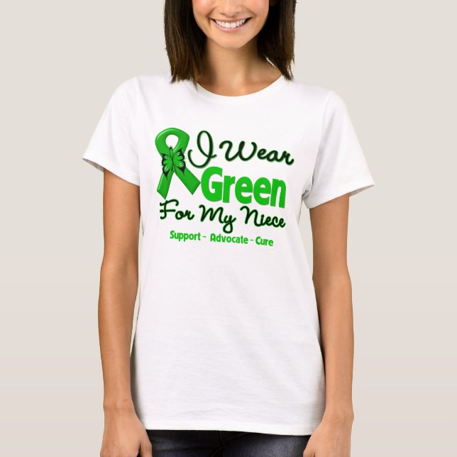 Niece - Green  Awareness Ribbon T-Shirt (Front)