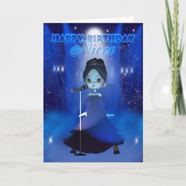 Niece Happy Birthday Singing Deva Cute Card (Front)