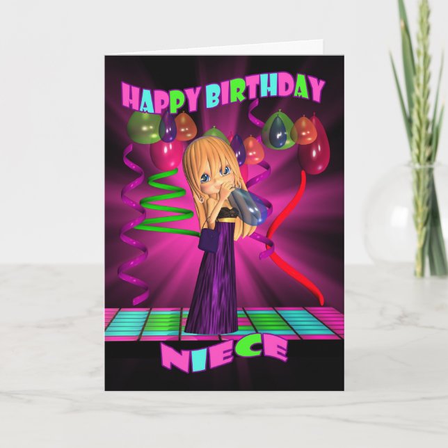 Niece Happy Birthday with Cute little Cutie Pie ba Card (Front)