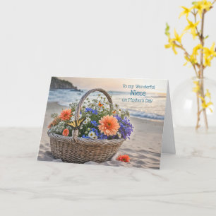 Niece Happy Mothers Day with Basket of Flowers  Card