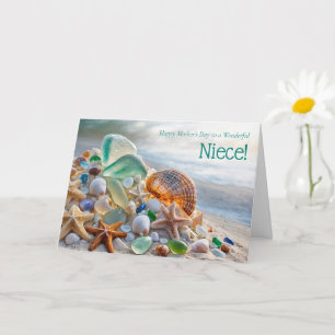 Niece Happy Mothers Day with Seashells  Card