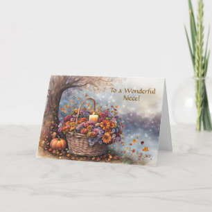 Niece Happy Thanksgiving with Basket of Fall Card