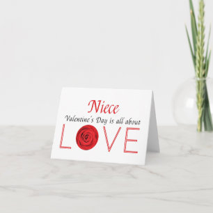 Niece Happy Valentine's Day Roses Holiday Card