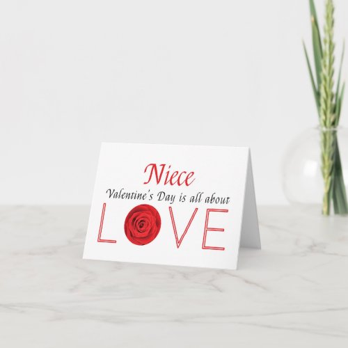 Niece  Happy Valentines Day Roses Holiday Card
