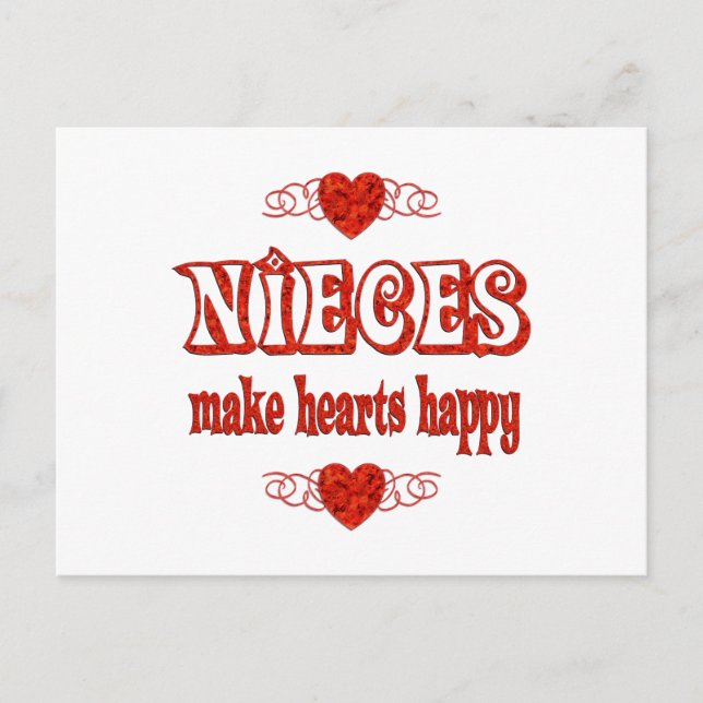 Niece Hearts Postcard (Front)