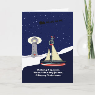 Niece & Her Boyfriend Sailboat Christmas Holiday Card