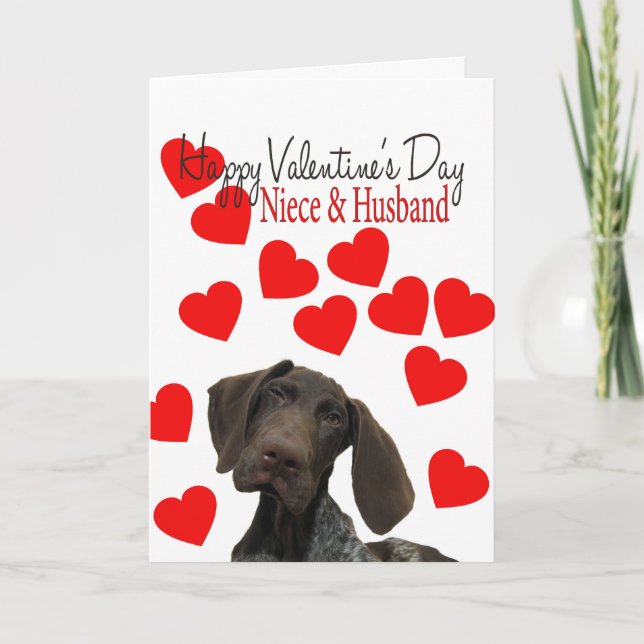 Niece & Husband Glossy Grizzly Valentine Holiday Card (Front)