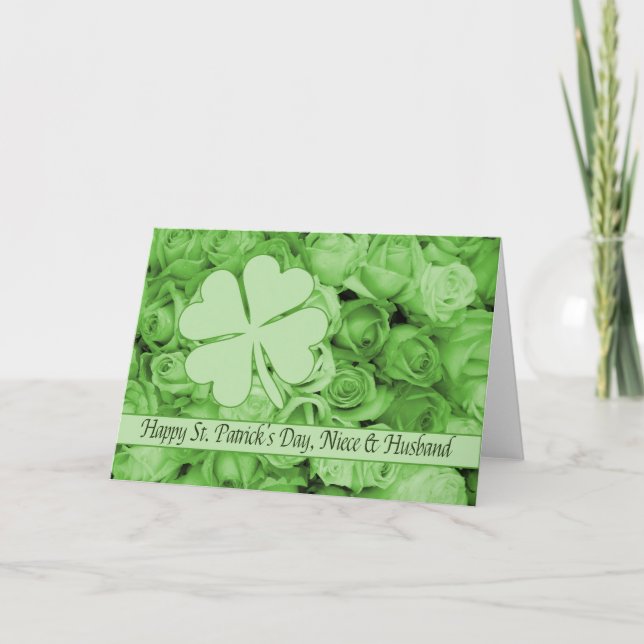 Niece & Husband   St. Patrick's Irish roses Card (Front)