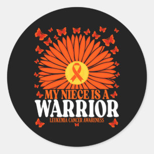 Niece Is A Warrior Leukemia Cancer Awareness Classic Round Sticker