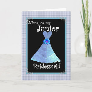 Niece - Junior Bridesmaid Wedding Invite Blue Gown