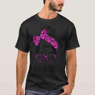 Niece Life Messy Bun Pink Leopard Print Women Moth T-Shirt