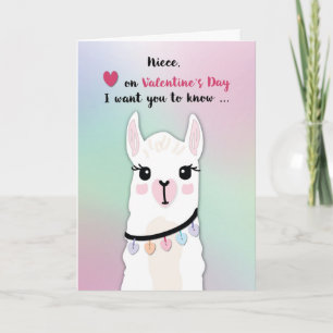 Niece Llamas Valentine’s Day Hearts Card