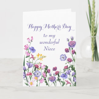 Niece Mother's Day Colorful Garden Flowers Holiday Card
