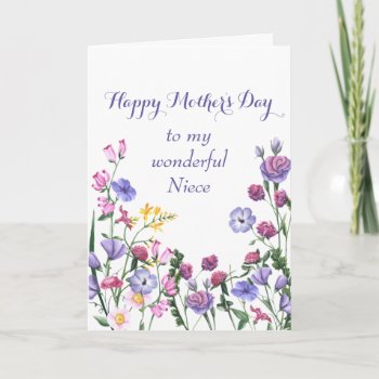 Niece Mother's Day Colorful Garden Flowers  Holiday Card by countrymousestudio at Zazzle