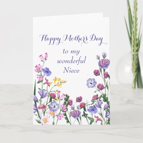 Niece Mothers Day Colorful Garden Flowers  Holiday Card
