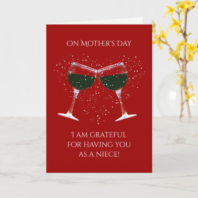 Niece Mother's Day Funny Wine  Card (Yellow Flower)